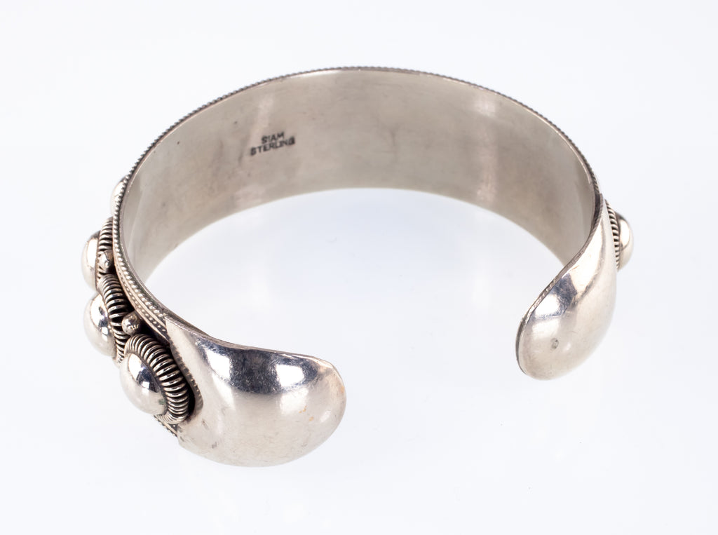 Siam Sterling Silver Dome and Wire Cuff Bracelet!