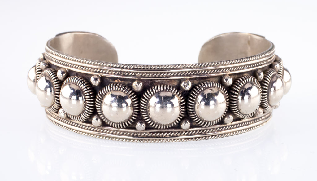 Siam Sterling Silver Dome and Wire Cuff Bracelet!