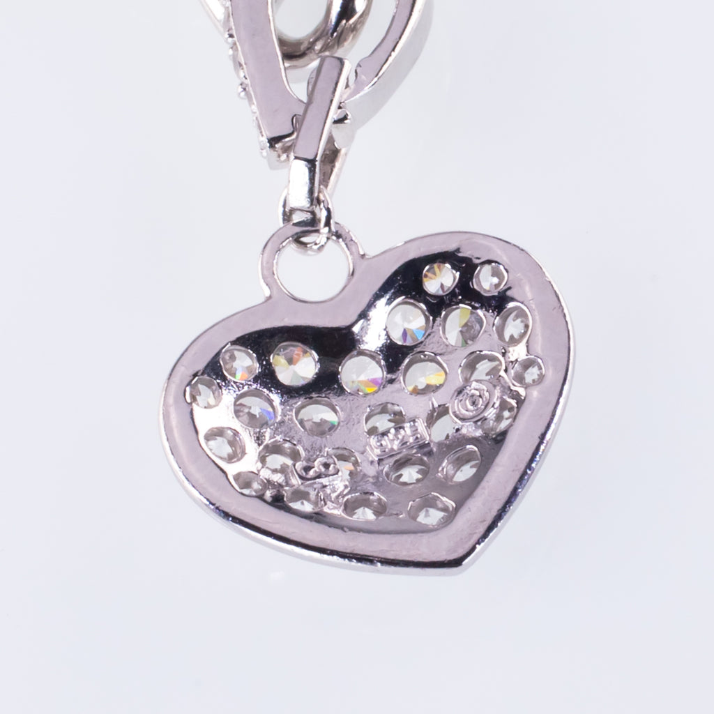 Sterling Silver CZ Heart Charm Toggle Bracelet 7.50"