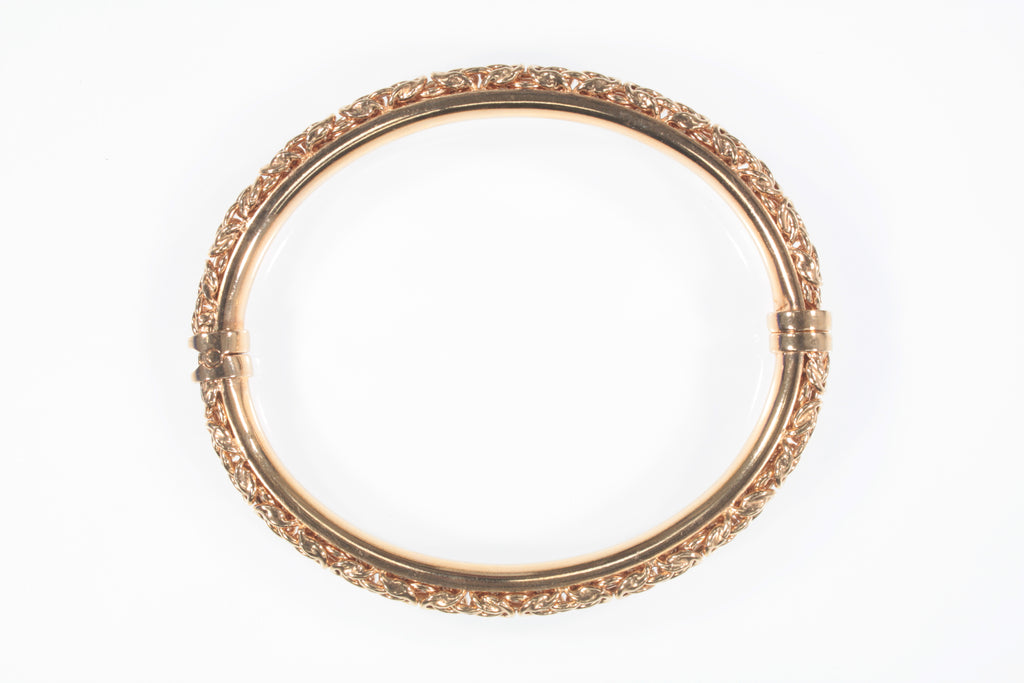 Milor Sterling Silver Byzantine Rose Gold Plated Bangle Bracelet 19.3g