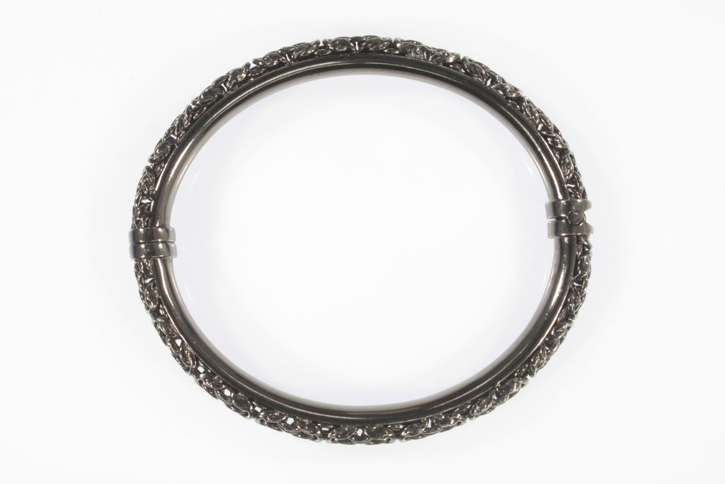 Milor Sterling Silver Oxidized Byzantine Bangle Bracelet 20.3g