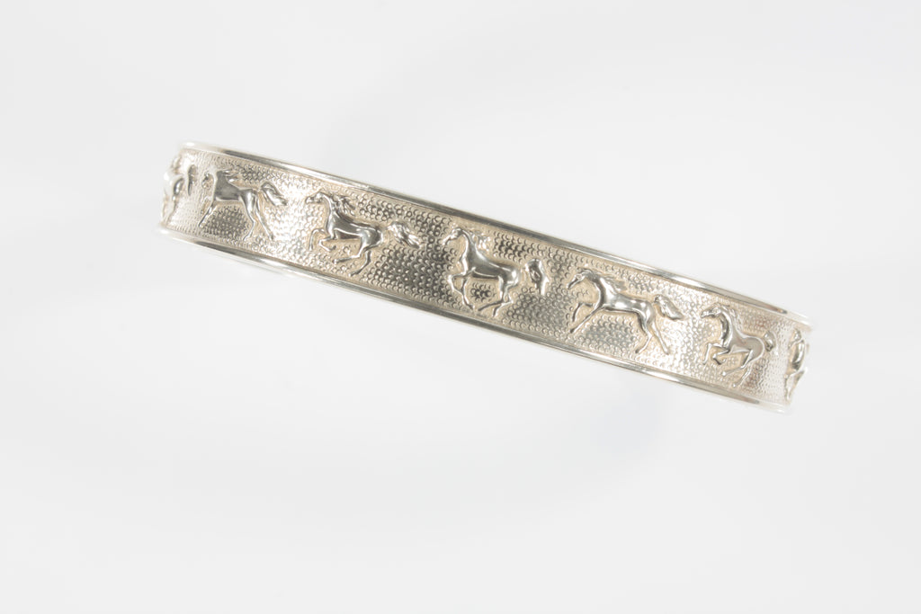 Kabana Galloping Horses Sterling Silver Cuff Bracelet Gorgeous!