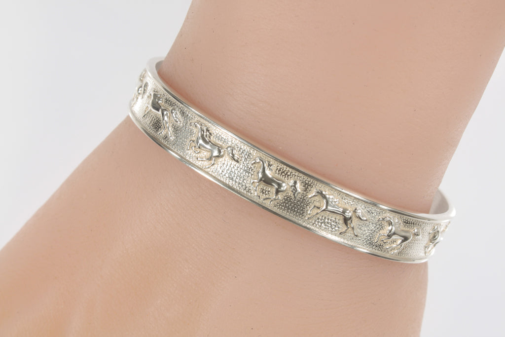 Kabana Galloping Horses Sterling Silver Cuff Bracelet Gorgeous!