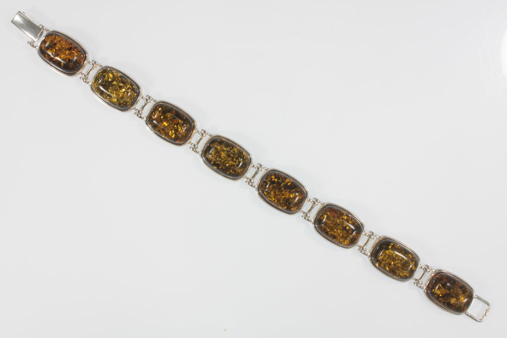 Eight Stone Yellow Amber Statement Piece Sterling Silver Bracelet!