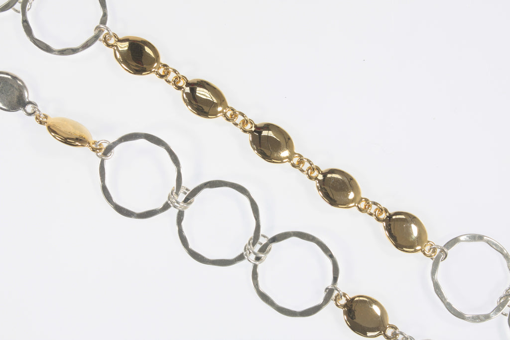 RLM Studios Sterling Silver Two Tone Rings 36" Chain Link Necklace