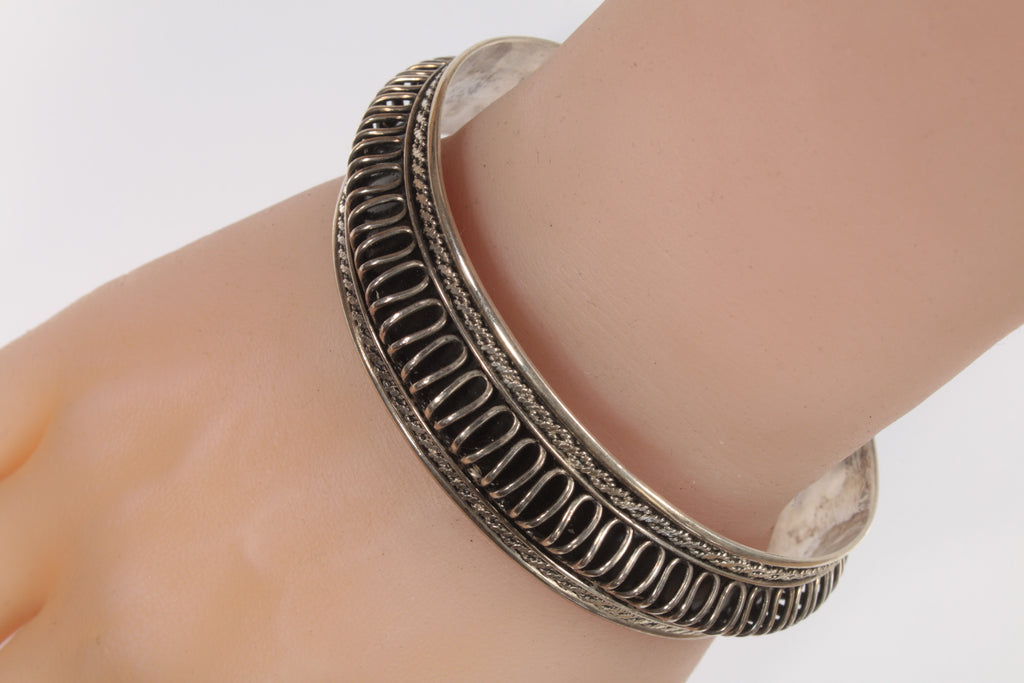 Handmade Wide Sukawati Lace Sterling Silver Cuff Bracelet! 30g