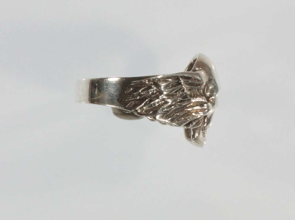 Men's Biker Skull and Wings Sterling Silver Ring Size 13.25