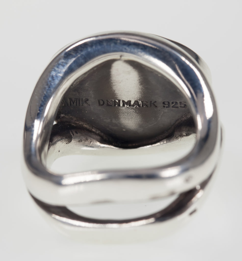 Andreas Mikkelsen Sterling Silver Ring w/ Hematite Center Stone Size 5.50