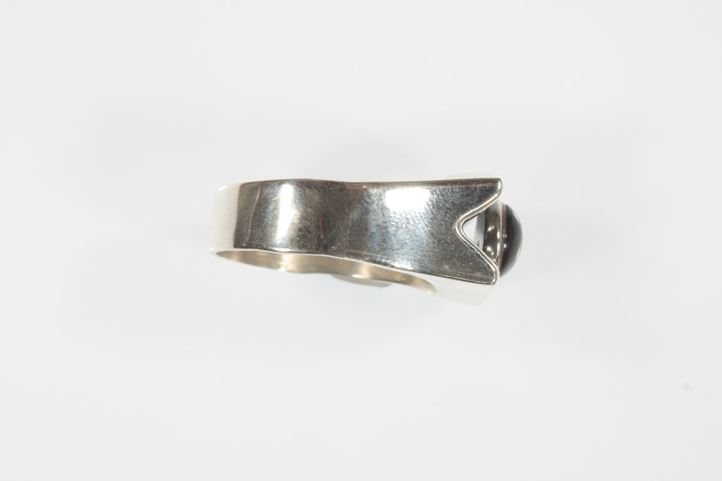 Men's Sterling Silver Bezel-led Onyx Ring Size 14