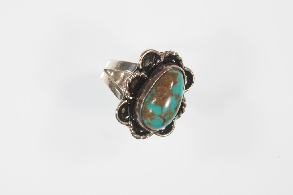 Vintage Navajo Sterling Silver Turquoise Ring Sz 9