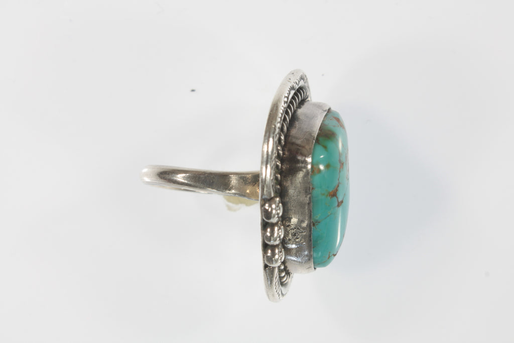 Sterling Silver Navajo Turquoise Ring with Accents Size 6.50