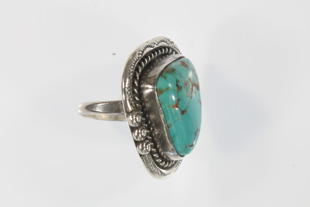 Sterling Silver Navajo Turquoise Ring with Accents Size 6.50