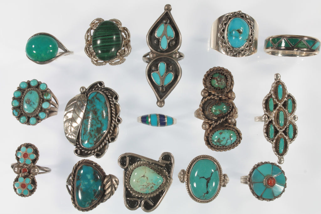 Navajo, Zuni & Other Sterling Silver Turquoise, Coral, Malekite Ring Collection!
