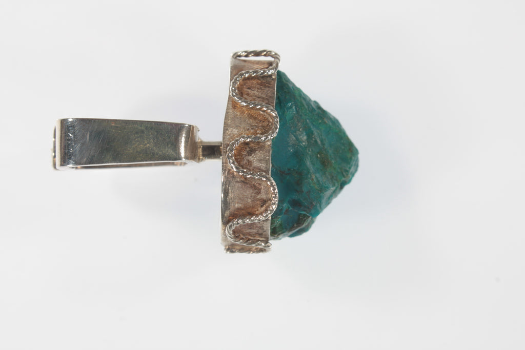 Vintage Elias Peru Un-cut Natural Turquoise Sterling Silver Ring (Size 4)