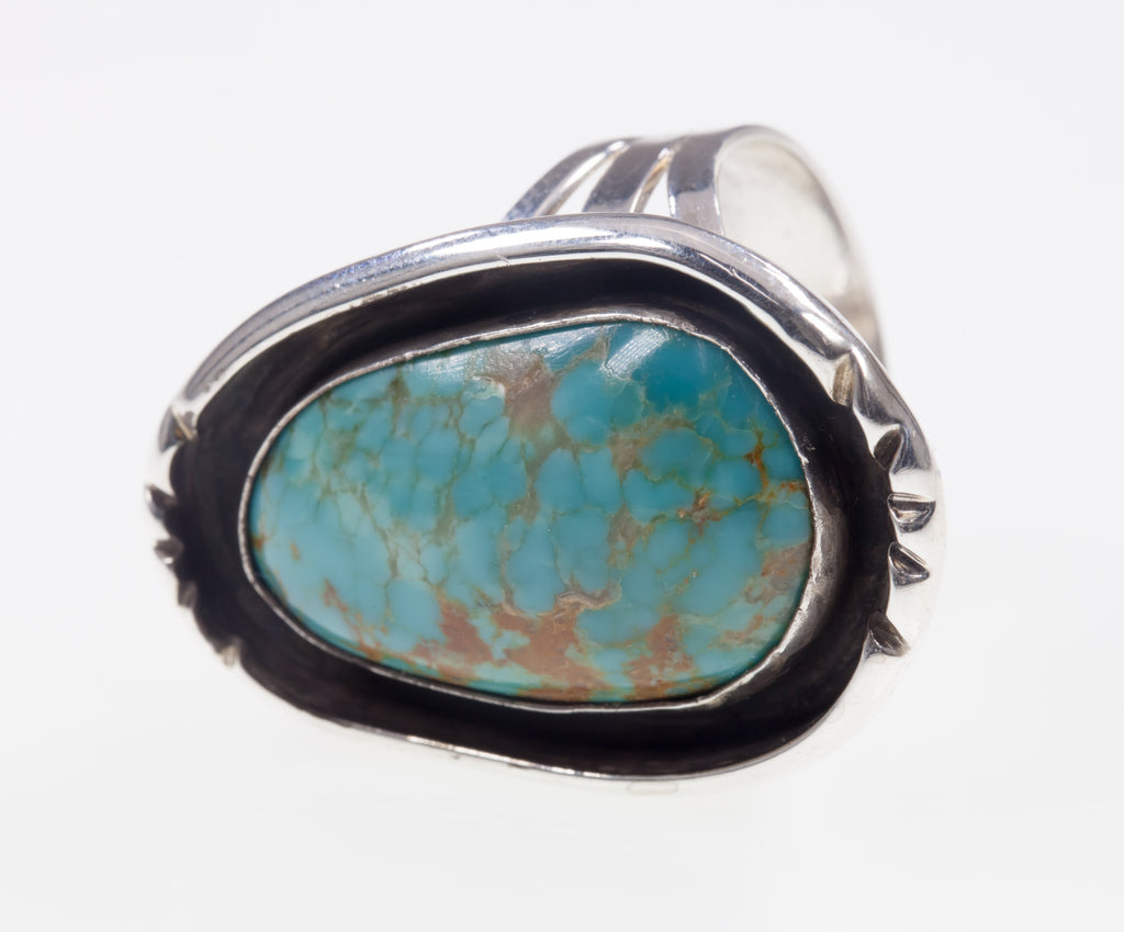 Navajo Royston Turquoise Ring Set In Sterling Silver Size 10.50