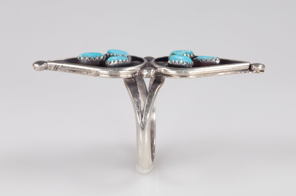 Zuni Turquoise Petit Point Sterling Silver Ring SZ: 6