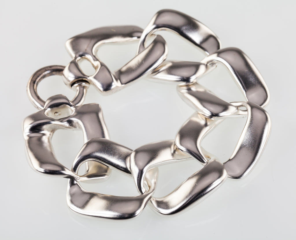 Sterling Silver Cushion Open Link Bracelet 8.25" Long