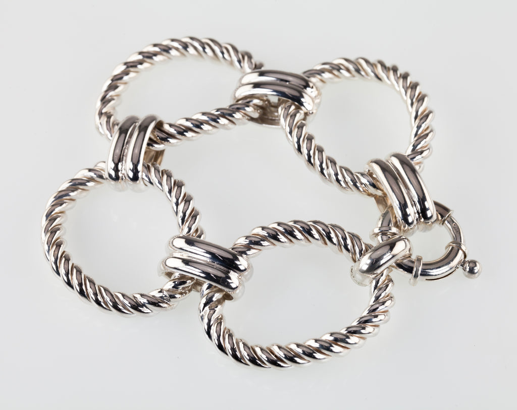 Sterling Silver Laso Oval Link Bracelet 7.50" Long