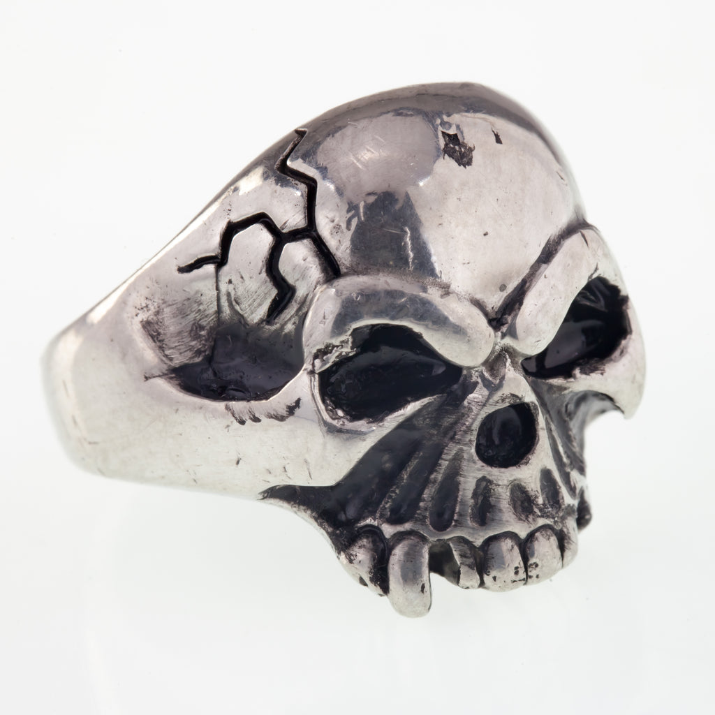 Men's Biker Skull Sterling Silver Ring Size 10
