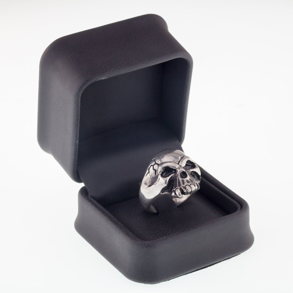 Men's Biker Skull Sterling Silver Ring Size 10