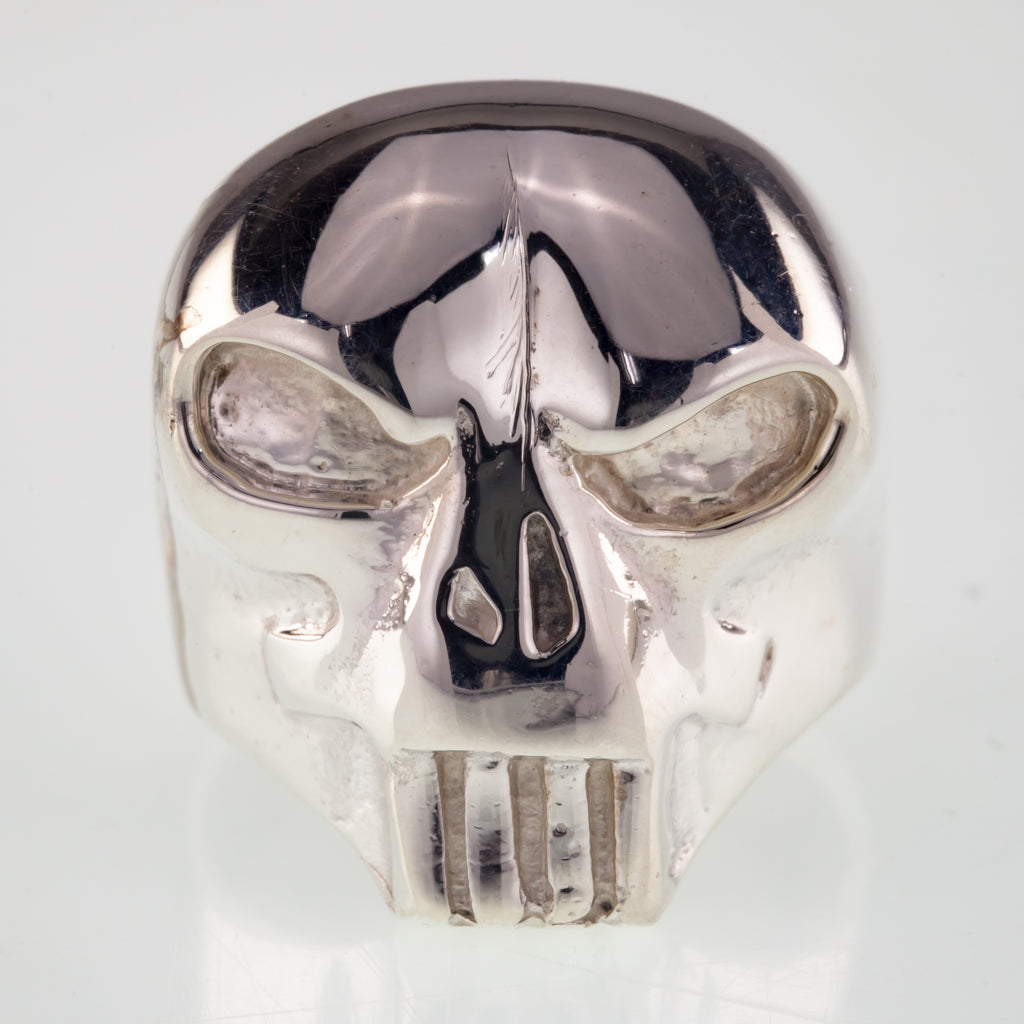 Men's Biker Angry Skull Sterling Silver Ring Size 9.75