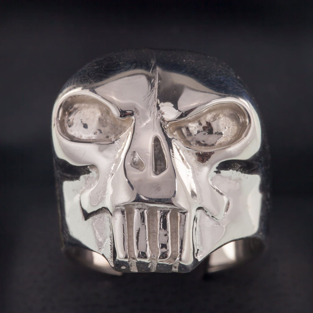 Men's Biker Angry Skull Sterling Silver Ring Size 9.75