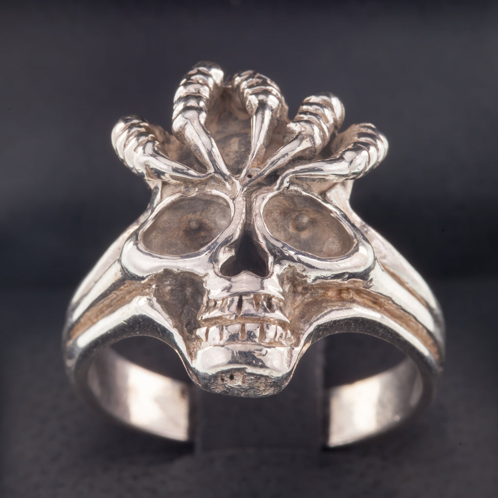 Men's Biker Skull w/Claws Sterling Silver Ring Size 11.25