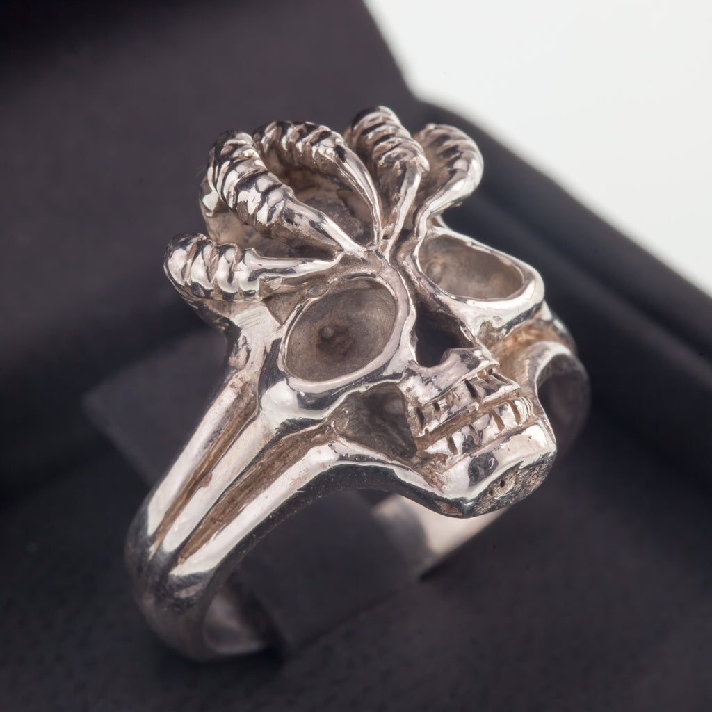 Men's Biker Skull w/Claws Sterling Silver Ring Size 11.25
