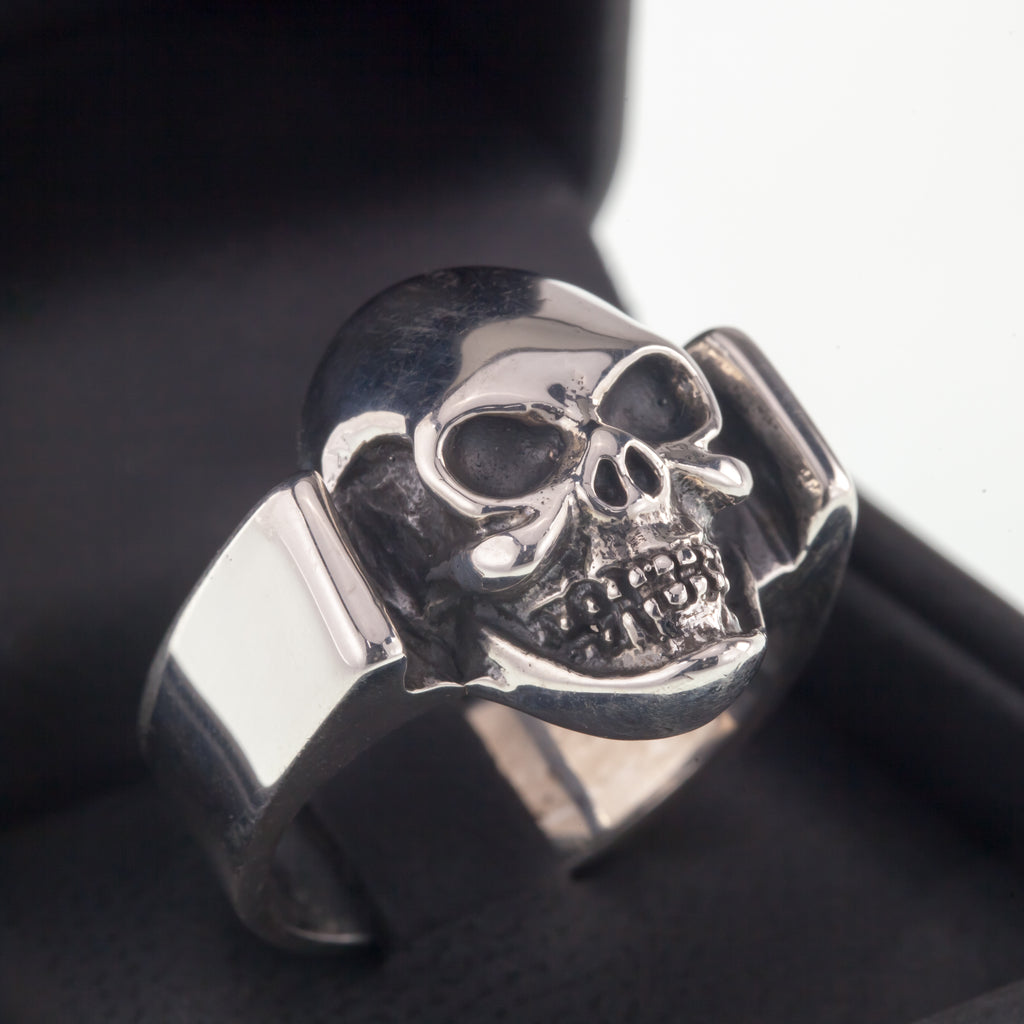 Men's Biker Skull Sterling Silver Ring Size 12