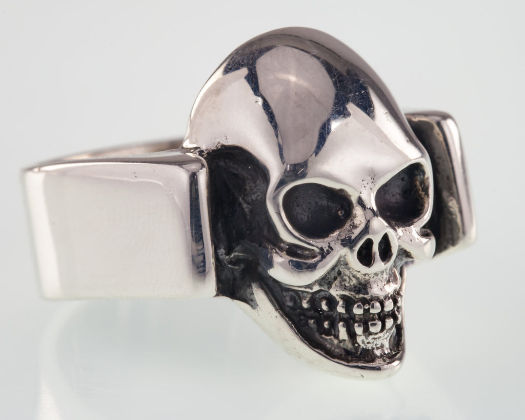 Men's Biker Skull Sterling Silver Ring Size 12