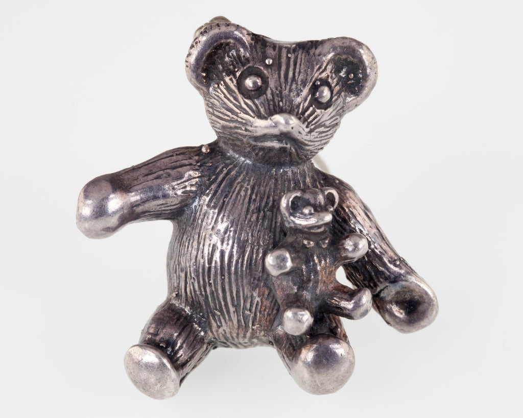 Vintage Sterling Silver Teddy Bear Brooch 15.7gr