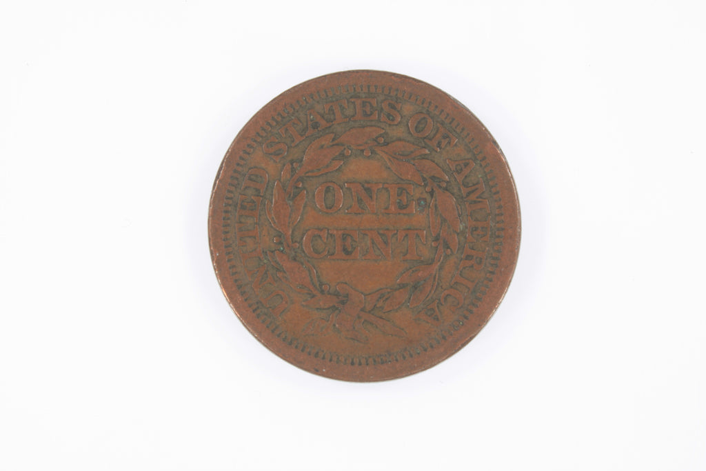 1854 1C Large Cent in VF Condition, All Brown Color, Nice Detail!