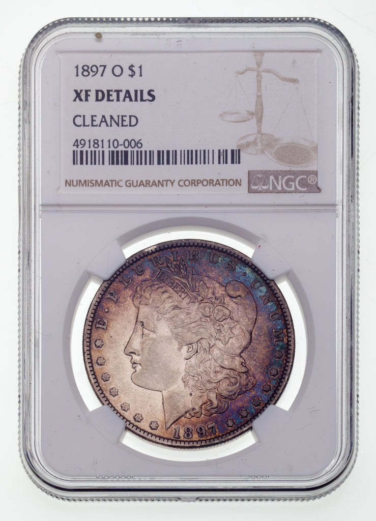 1897-O $1 Silver Morgan Dollar Graded by NGC as XF Details (Cleaned) Cool Toning