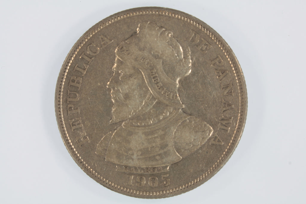 1905 Panama 50 Centesimos Silver Coin (XF Condition) KM# 5