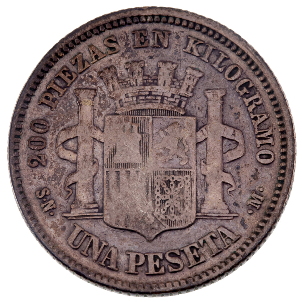 1869 Spain (Gobierno Provisional) Peseta Silver Coin KM# 652