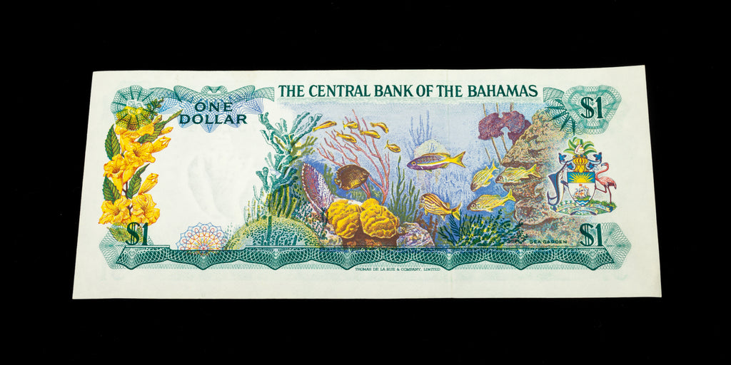 1974 Bahamas 2 X 1 Dollar & 5 Dollat Bank Notes Lot of 3 AU Conditions