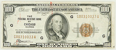 1929 $100 BILL NATIONAL CURRENCY FEDERAL RESERVE BANK OF CHICAGO