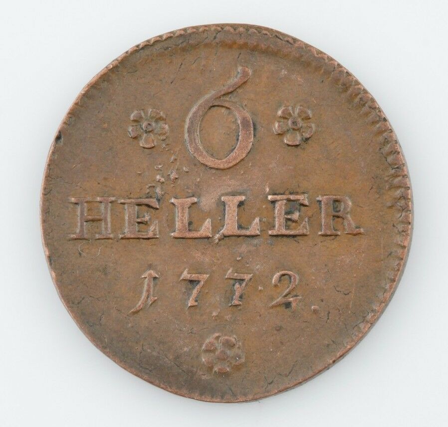 1772 GERMAN STATES 6 HELLER 1/2 ALBUS GERMANY GERMAN COIN