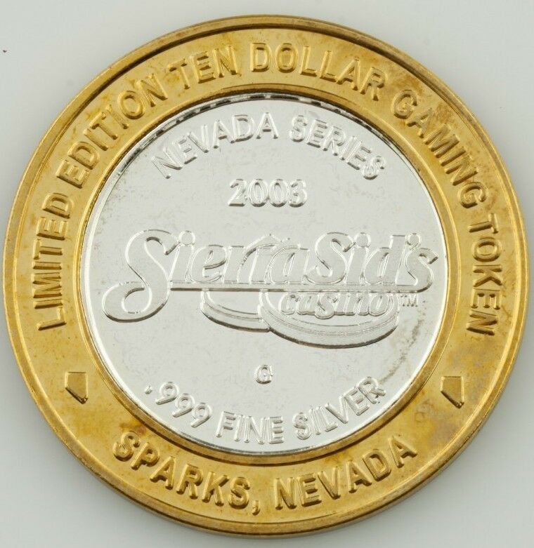 SIERA SID'S, SPARKS NV, $10 TEN DOLLAR GAMING TOKEN .999 FINE SILVER COIN