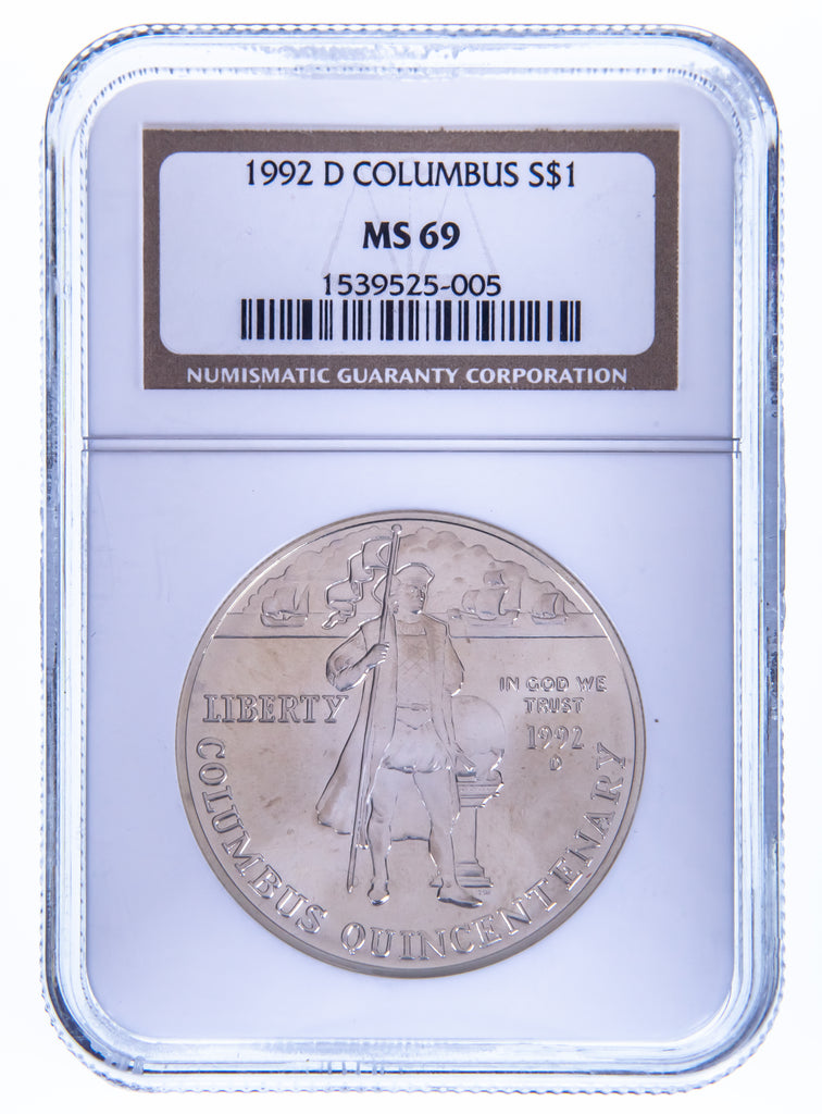 1992-D Columbus Commemorative Silver $1 Graded by NGC as MS-69