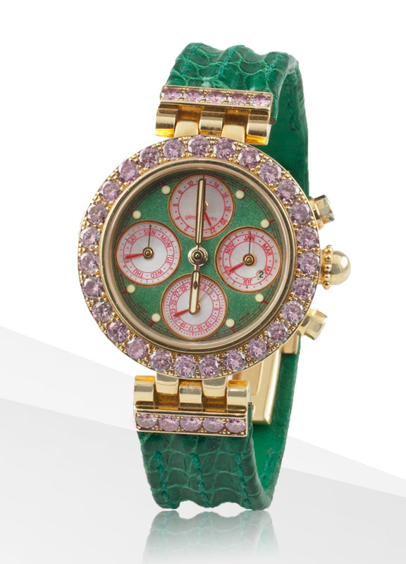 Gerald Genta Custom Watch with Exquisite 5 Carat Pink Diamond and 18K Gold Bezel