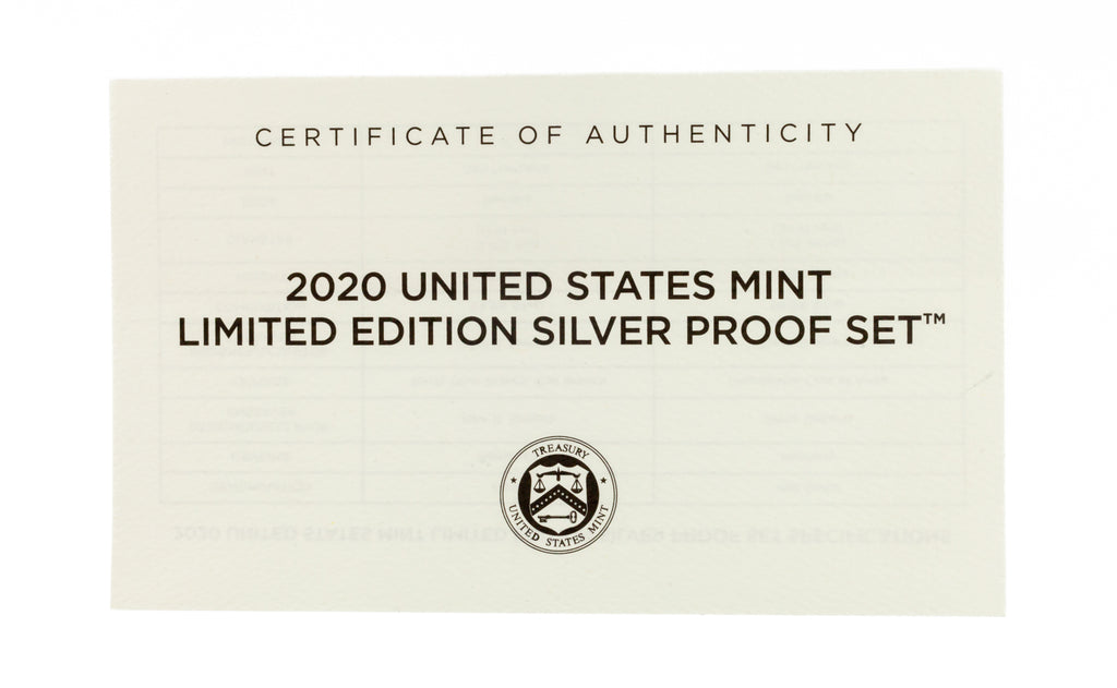 2020 United States Mint Limited Edition Silver Proof Set w/ Box and Papers