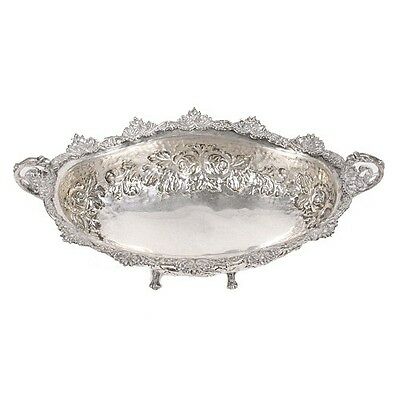 ANTIQUE 800 SILVER FOOTED DISH WITH HANDLES