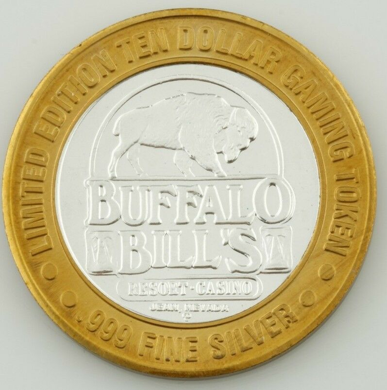BUFFALO BILLS,.PRIMM, NV, $10 TEN DOLLAR GAMING TOKEN .999 FINE SILVER COIN