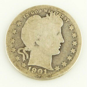 1901-O 25c BARBER QUARTER COIN ABOUT GOOD AG CONDITION!!
