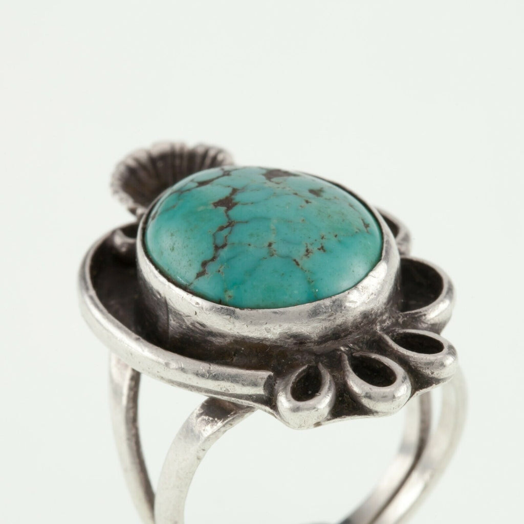Sterling Silver Navajo Turquoise Ring Size 5.75 Signed RD
