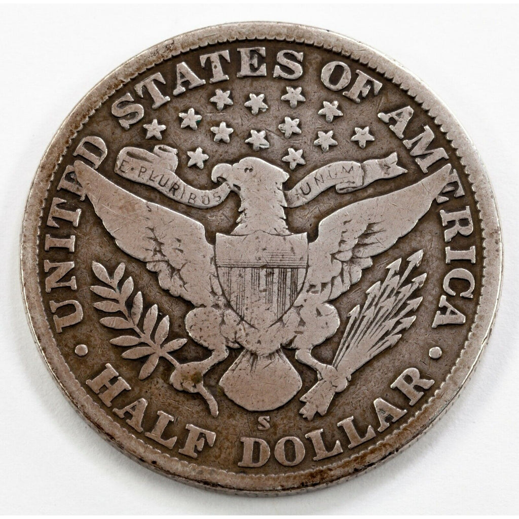 1909-S 50C Barber Half Dollar in Fine Condition, All Natural Color