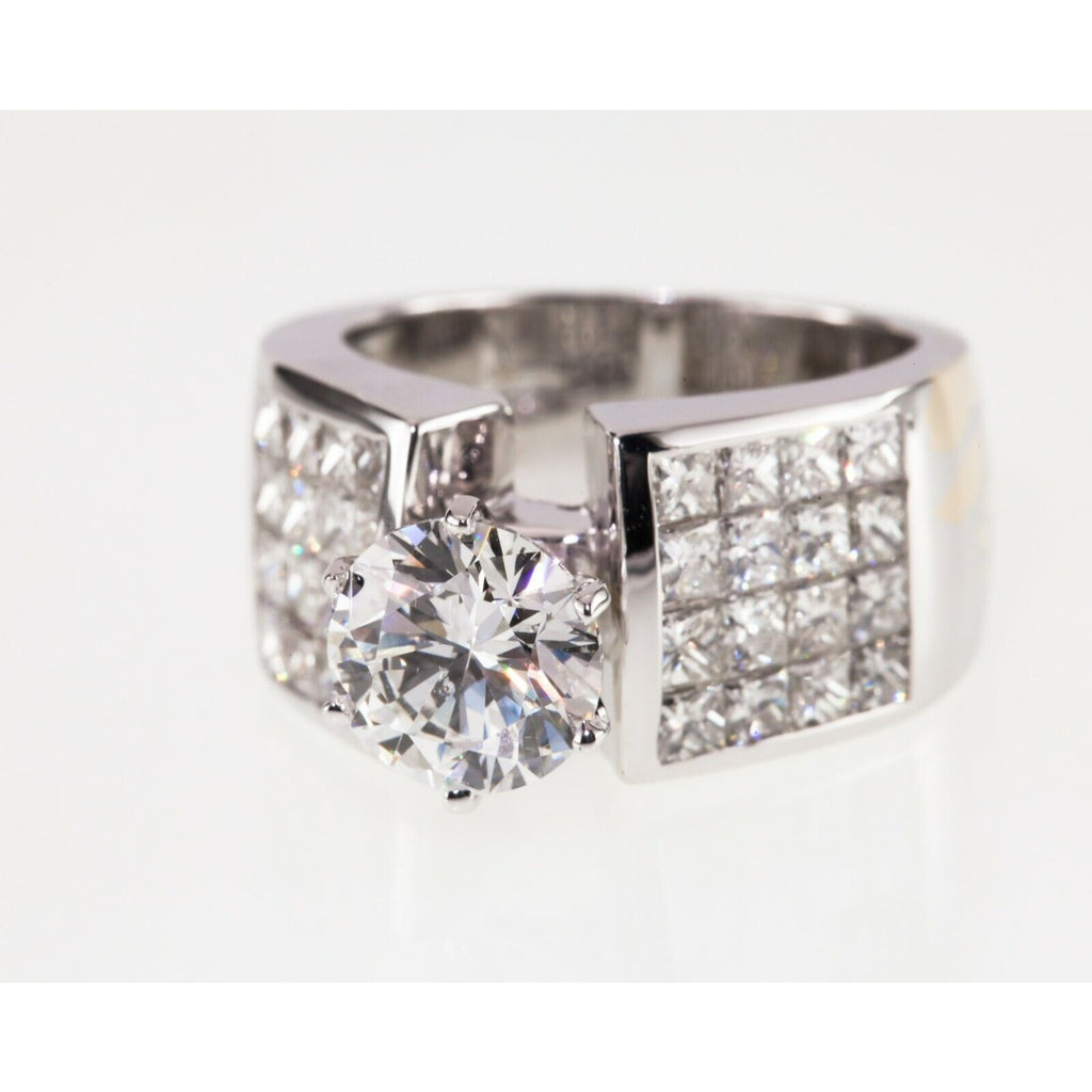 Gorgeous 1.71 Carat D Color Round Diamond Solitaire Ring Princess Accents Size 5