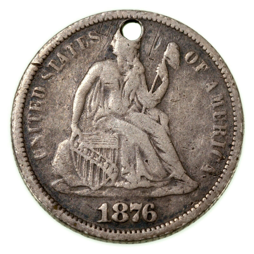 1876 10C Seated Liberty Dime Love Token Interlocking Letters HBO