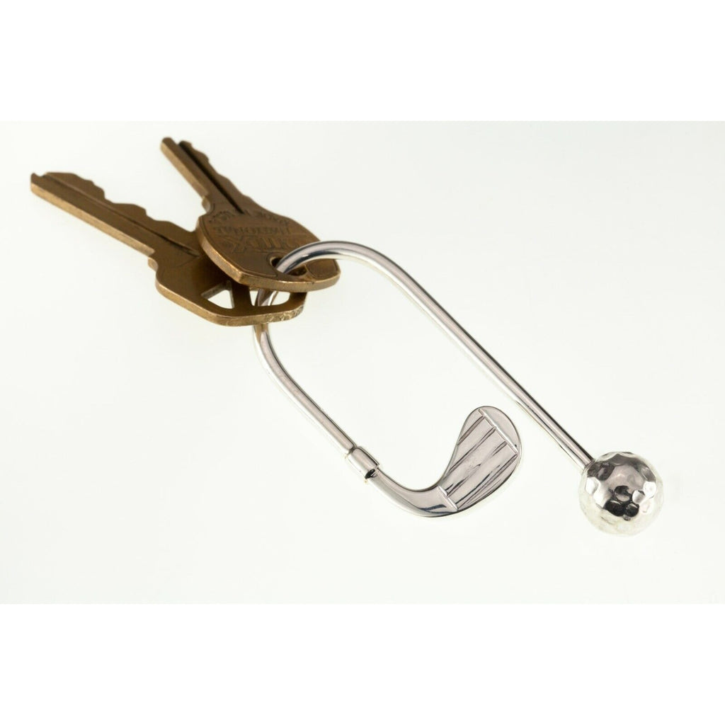 Sterling Silver Golf Club and Ball Key Ring 79 mm Long